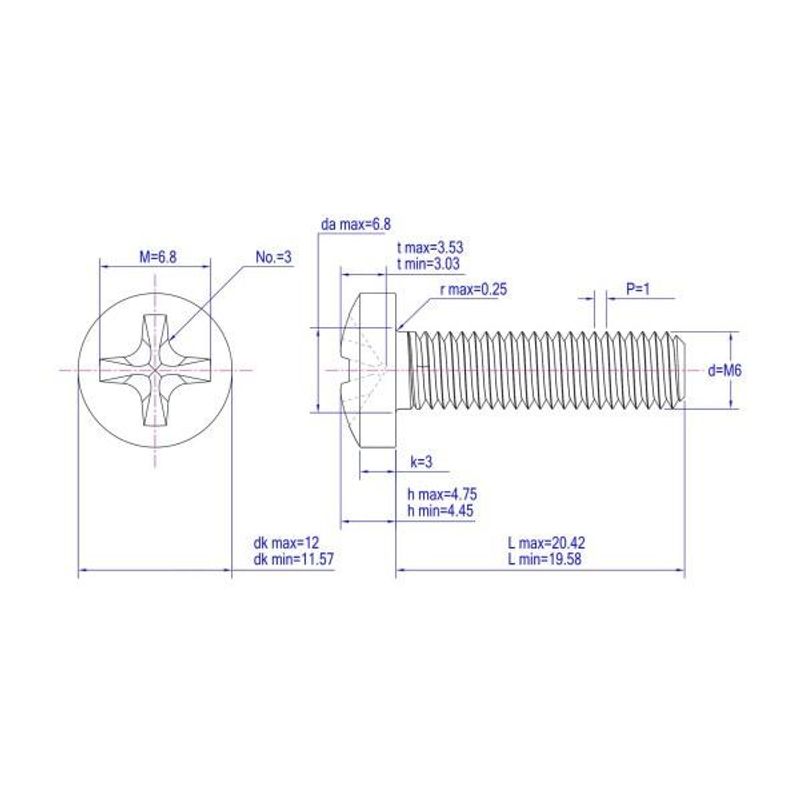 M6x20 Maskinskrue 10 stk Panhode Syrefast A4