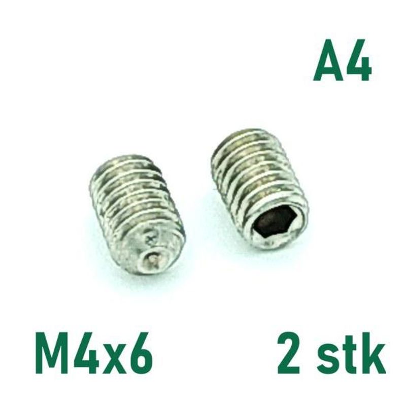 M4x6 Settskrue 2 stk Syrefast A4