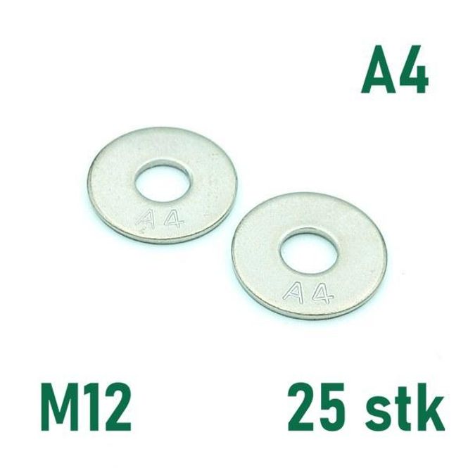 Hovedbilde M12 Planskive 25 stk Syrefast A4