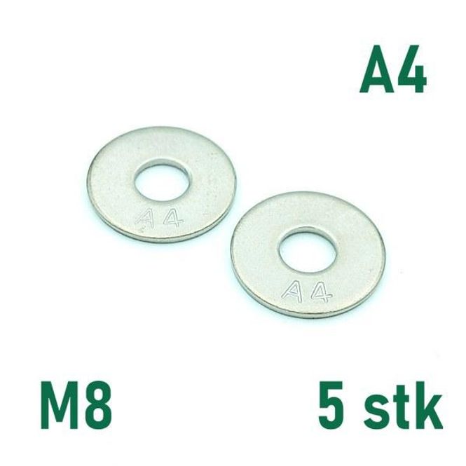 Hovedbilde M8 Planskive 5 stk Syrefast A4